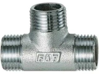Тройник с переходами  1/2”-3/4”-1” НР, хромированный 5515